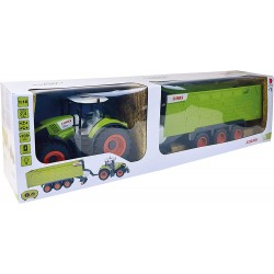 Fast Wheels - Trattore Claas Axion 870 RC + rimorchio Cargos 9600, Verde - POS210132