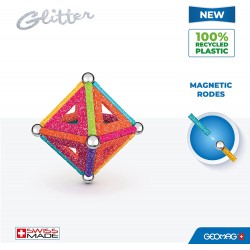 Geomag - Glitter Recycled, Costuzioni Magnetiche Effetto Glitter, Barrette Magnetiche Scintillanti e Colorate, Confezione da 35 