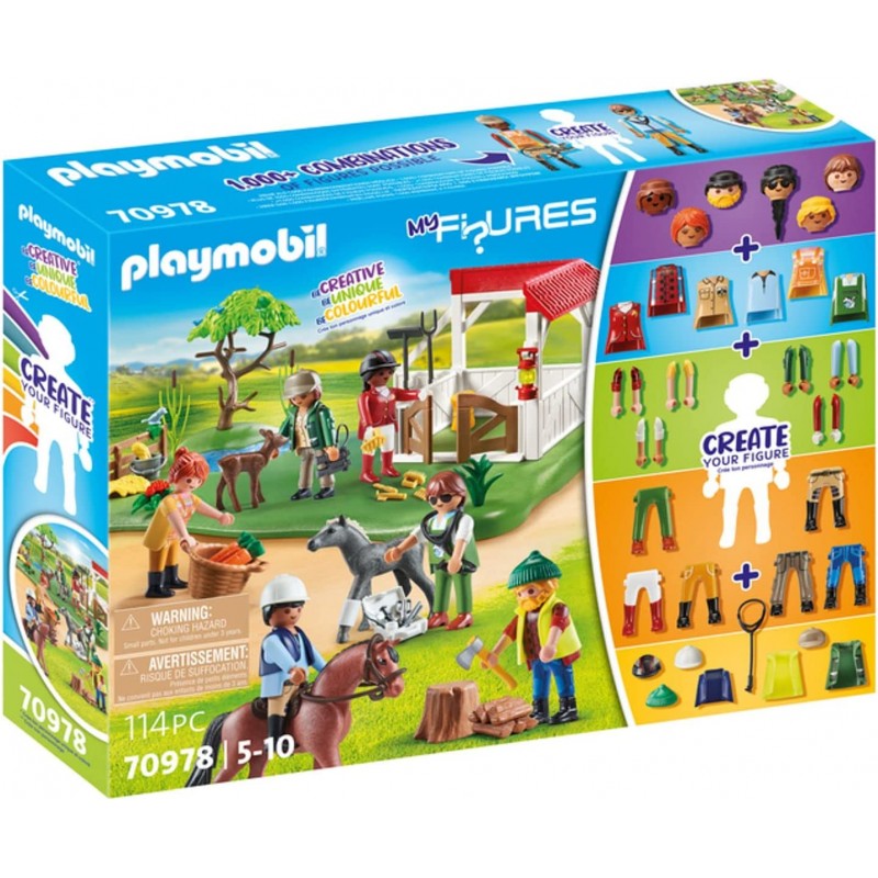 Playmobil - My Figures 70978 Ranch dei Cavalli, 6 Personaggi con Oltre 1000 Combinazioni di Gioco Possibili - PM70978