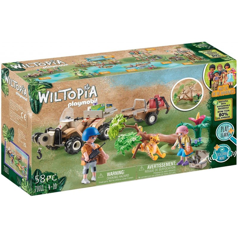 Playmobil - Wiltopia 71011 Quad di Soccorso Animali della Amazzonia, Con Animali Giocattolo, Giocattolo Sostenibile - PM71011