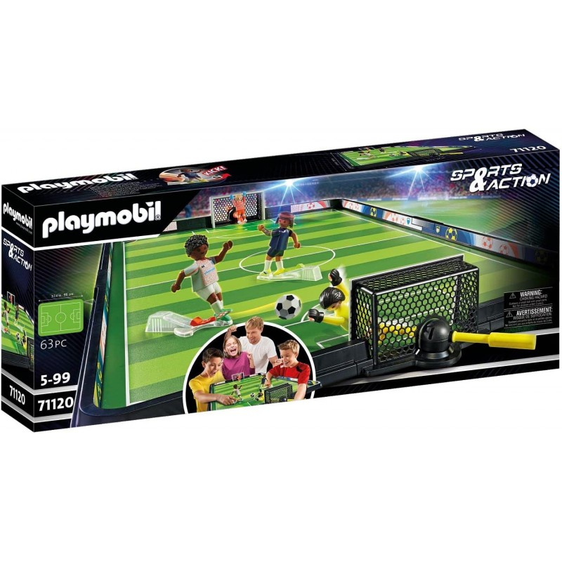 Playmobil - Sports & Action 71120 - Grande Campo da Calcio, Calcio da Tavolo per Bambini: 2 Portieri, 1 Calciatore in Posizione 