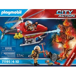 Playmobil - City Action 71195 - Elicottero dei Vigili del Fuoco, Elicottero dei Pompieri con Cannone Estintore - PM71195