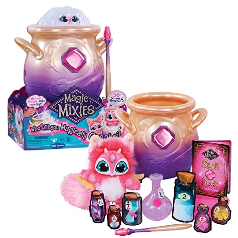 Giochi Preziosi - Magic Mixies - Rosa, Pentolone magico con una morbida sorpresa, crea l incantesimo con la bacchetta magica e g