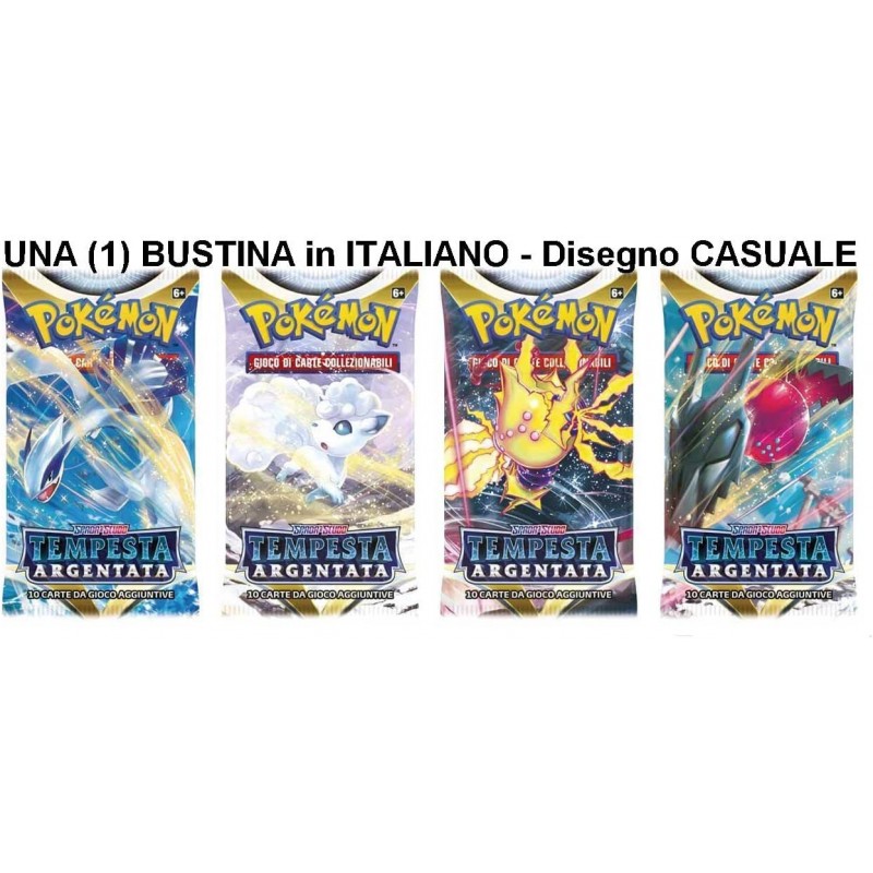 TEMPESTA ARGENTATA 1 Pacchetto Singolo ITALIANO - 10 carte - Artwork RANDOM Casuale - Bustina Booster Pokemon Spada e Scudo (ITA