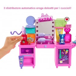 Barbie - Extra Fashion Studio con Bambola Snodata dai Capelli Viola e Cucciolo, Oltre 45 Accessori GYJ70