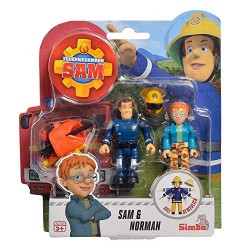 Simba- Sam Il Pompiere Set Due Personaggi Articolati 7.5 cm, con Accessori Assortiti, 3 Anni, 109251043038