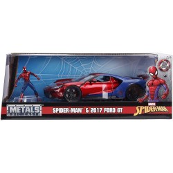 Jada Toys - Marvel Spiderman Ford Gt del 2017, + 8 Anni, Scala 1:24, Personaggio Incluso, 253225002