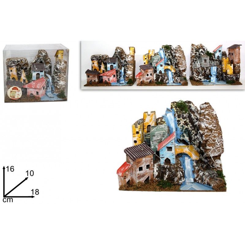 SCENARIO CASE SU ROCCIA PRESEPE SOGGETTI ASSORTITI