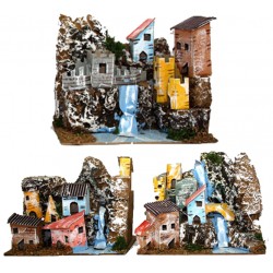 SCENARIO CASE SU ROCCIA PRESEPE SOGGETTI ASSORTITI