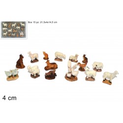 BOX 15pz ANIMALI DA CORTILE 4cm PER PRESEPE