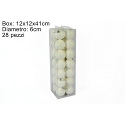 BOX 28 PALLE CM 6 GLITTER BIANCO