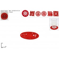 SOTTOBICCHIERE FELTRO 10CM SET 6PZ ROSSO