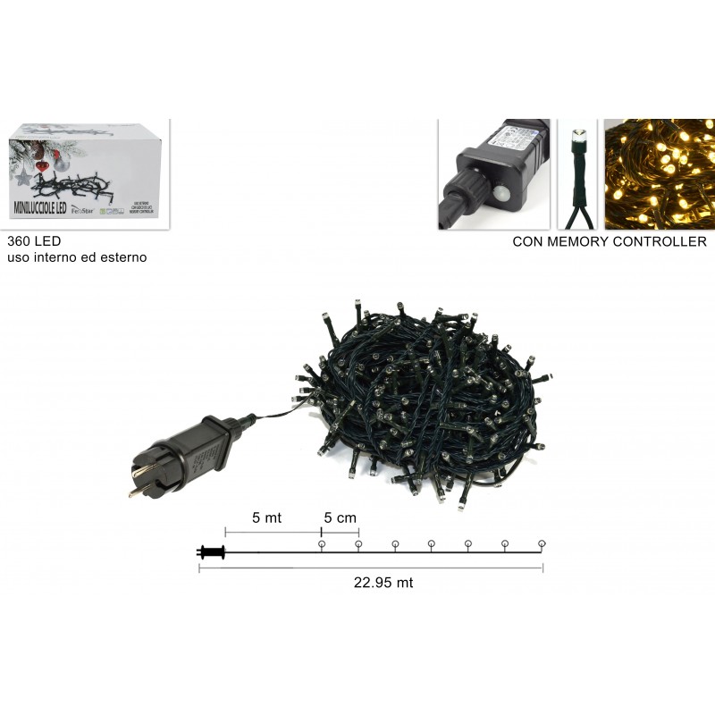 MINILUCCIOLE 360LED IN SCATOLA BIANCO CALDO USO ESTERNO