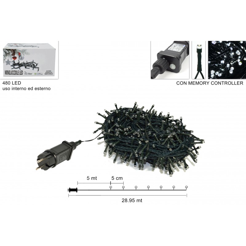 MINILUCCIOLE 480LED IN SCATOLA BIANCO FREDDO USO ESTERNO