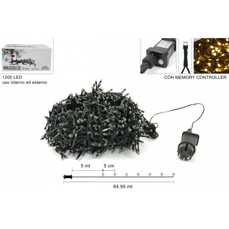 MINILUCCIOLE 1200LED BIANCO CALDO USO ESTERNO