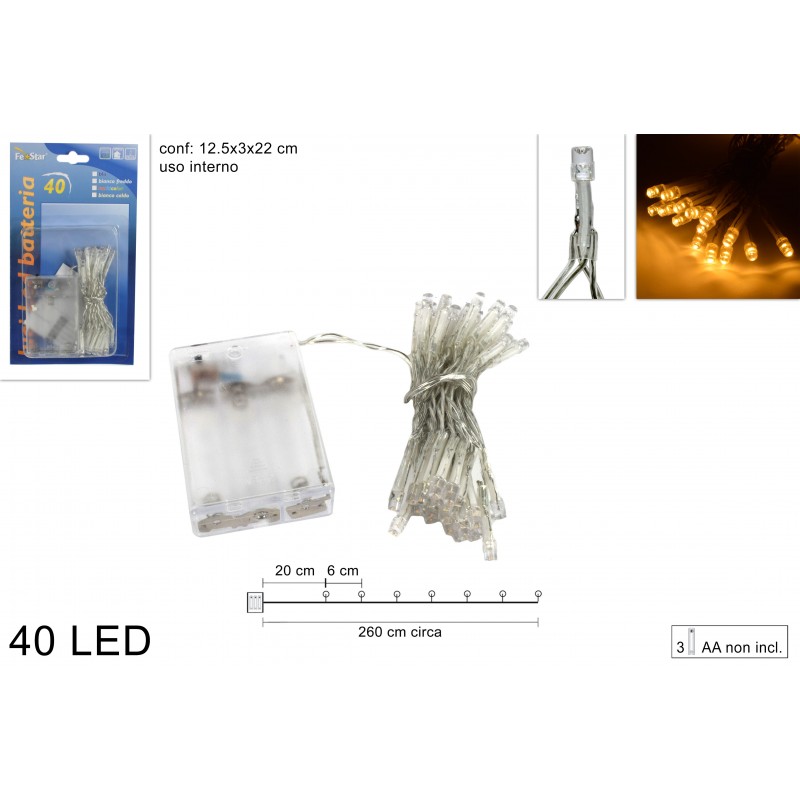 LUCI LED 40 BATTERIA BIANCO CALDO