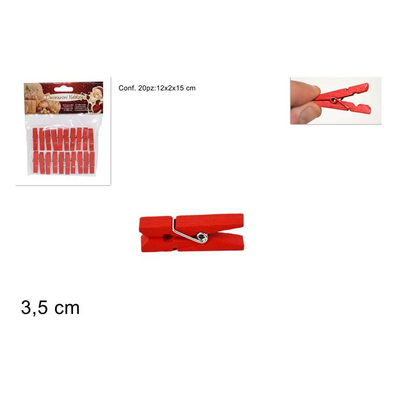 MOLLETTINE LEGNO SET 20PZ ROSSO 4 CM