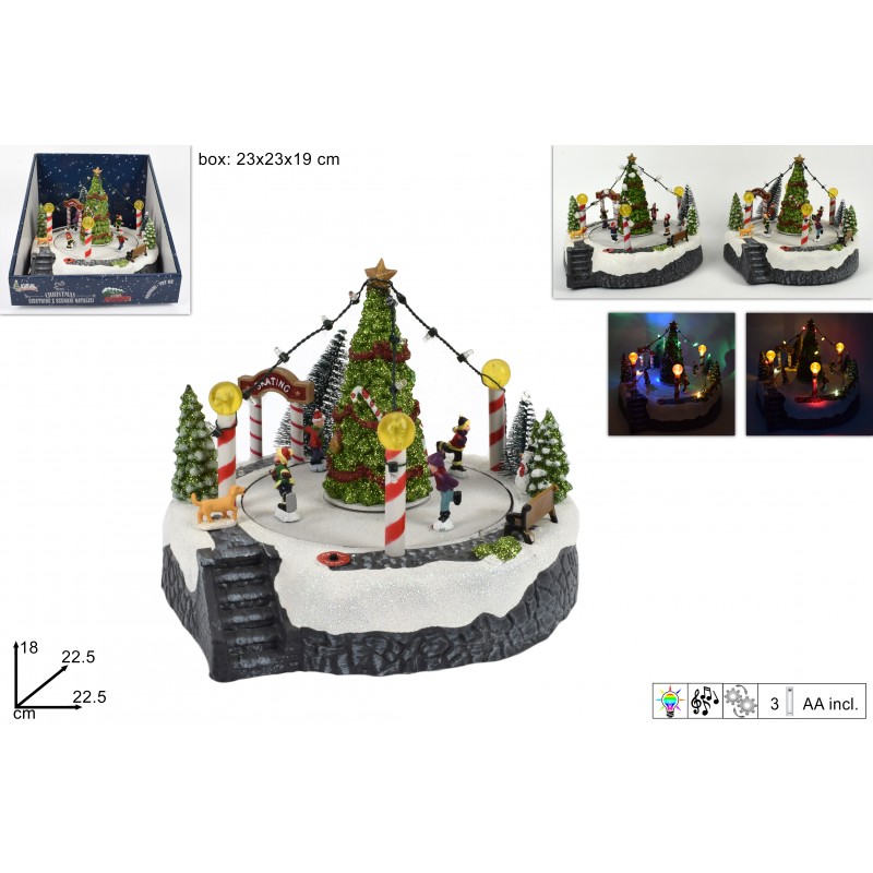 GIOSTRINA PISTA PATTINAGGIO CON LUCI MUSICA MOVIMENTO A BATTERIA