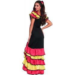 Costume Femmina Rumba (Tg. 40-42) 1 pz, Ballerina Spagnola Rumba, Nero/Rosso/Giallo, M (40/42), 583529