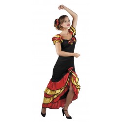 Costume Femmina Rumba (Tg. 40-42) 1 pz, Ballerina Spagnola Rumba, Nero/Rosso/Giallo, M (40/42), 583529