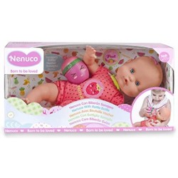 Nenuco- Bambola con Biberon e Vestito, Colore Fragola, 700012087