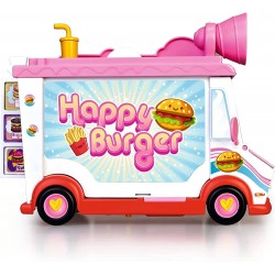 Famosa - Pinypon - Happy Burger, playset ristorante e veicolo, include 1 bambola Pinypon, accessori, 700017210