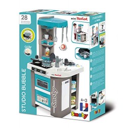 Smoby - Cucina Studio Bubble Azzurra, + 3 Anni, con Magico Effetto Acqua che Bolle, 26 Accessori Inclusi , Altezza 50.5 cm, 7600