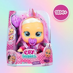 IMC Toys - CRY BABIES KISS ME Stella il narvalo rosa, Bambola interattiva che piange lacrime vere e arrossisce, con accessori, e