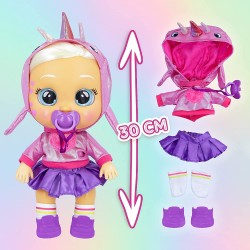 IMC Toys - CRY BABIES KISS ME Stella il narvalo rosa, Bambola interattiva che piange lacrime vere e arrossisce, con accessori, e