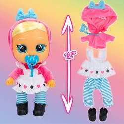 IMC Toys - CRY BABIES Storyland Alice, Bambola interattiva che piange lacrime vere, ispirata in una fiaba classica, con capelli 