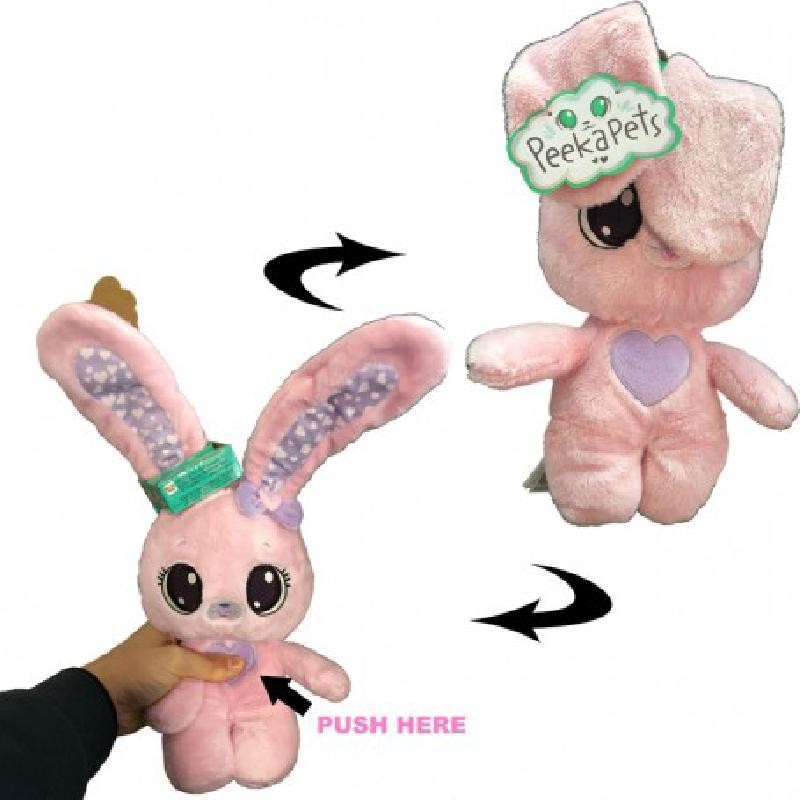 Imc Toys - PEEKAPETS Coniglietto Rosa, Divertente, Dolce e Soffice Peluche che Muove le Orecchie e fa Cucú se gli Schiacci il Pa