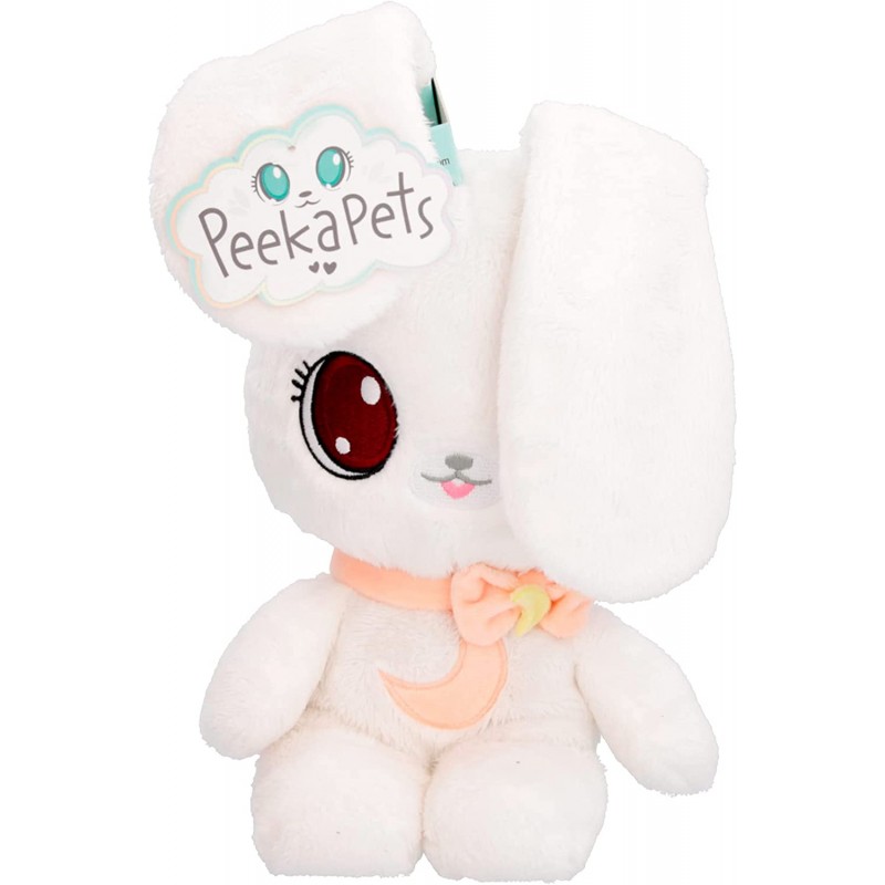 Imc Toys - PEEKAPETS Coniglietto Bianco, Divertente, Dolce e Soffice Peluche che Muove le Orecchie e fa Cucú se gli Schiacci il 