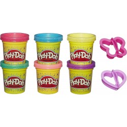 Hasbro, Play-Doh - 6 Vasetti di pasta da modellare sparkle (con glitter), A5417EU81