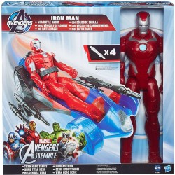 Hasbro - Avengers, personaggio Iron Man 30cm con veicolo, A7363