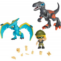 Famosa - ACTION HEROES Dino Pack, 2 dinosauri, 1 personaggio, accessori, ACN00010