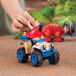 Famosa - ACTION HEROES Dino Adventure Quad, Quad con personaggio, dinosauro triceratopo e accessori, ACN01010