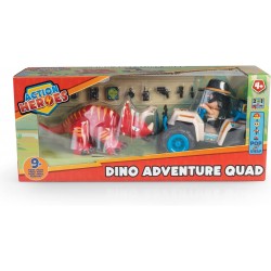 Famosa - ACTION HEROES Dino Adventure Quad, Quad con personaggio, dinosauro triceratopo e accessori, ACN01010