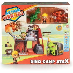 Famosa - ACTION HEROES Dino Camp AtaX, Campo scientifico, con trappole, dinosauri e personaggio, ACN02010