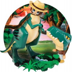 Famosa - ACTION HEROES Dino Explorer 4 X 4, Jeep con ruote larghe, personaggio e dinosauro T-REX, ACN10010