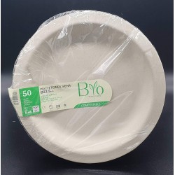 Piatto Tondo Siena - Ø 22,5 cm - biodegradabile e compostabile - 50 pz - BR500402