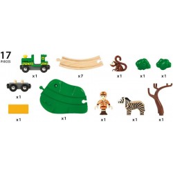 BRIO - 33720 Starter Set Ferrovia Safari, BRIO World Ferrovie, 14 Pezzi - BRIO33720