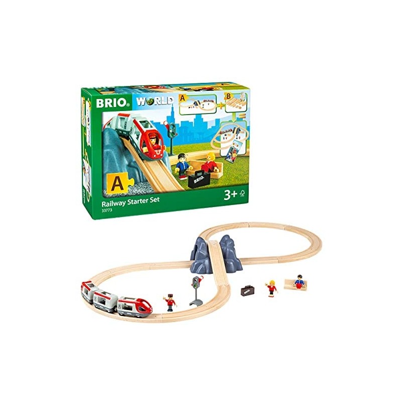 BRIO 33773 Set Binari, Pacchetto Starter di Binari, 26 Pezzi, Età Raccomandata 3+