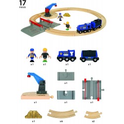 brio- set ferroviario della polizia-binari in legno treno in plastica con personaggi e accessori, 33812