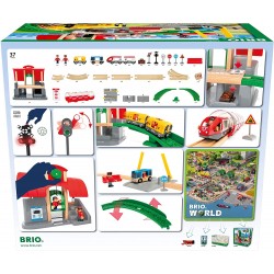 BRIO - 33989 Set Stazione Centrale, Include Binari, BRIO World Ferrovie, 37 Pezzi - BRIO33989