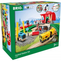 BRIO - 33989 Set Stazione Centrale, Include Binari, BRIO World Ferrovie, 37 Pezzi - BRIO33989