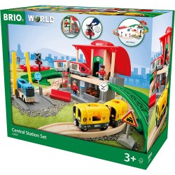 BRIO - 33989 Set Stazione Centrale, Include Binari, BRIO World Ferrovie, 37 Pezzi - BRIO33989