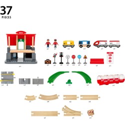 BRIO - 33989 Set Stazione Centrale, Include Binari, BRIO World Ferrovie, 37 Pezzi - BRIO33989