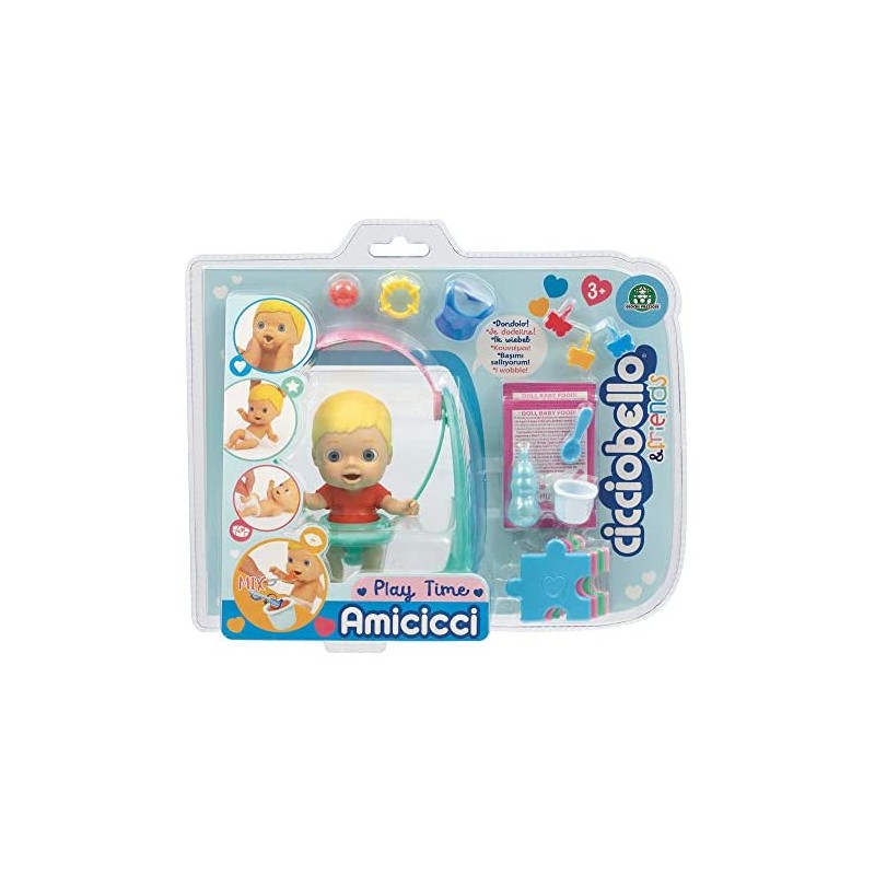 Cicciobello- CCB Amicicci Time, Tenero Bebè Biondo, Mini Play Set con Personaggio Morbidoso, Multicolore, CC000000