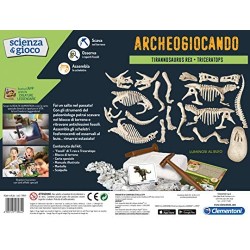 Clementoni- Archeogiocando T-Rex & Triceratopo Gioco Scientifico, Multicolore, 13984