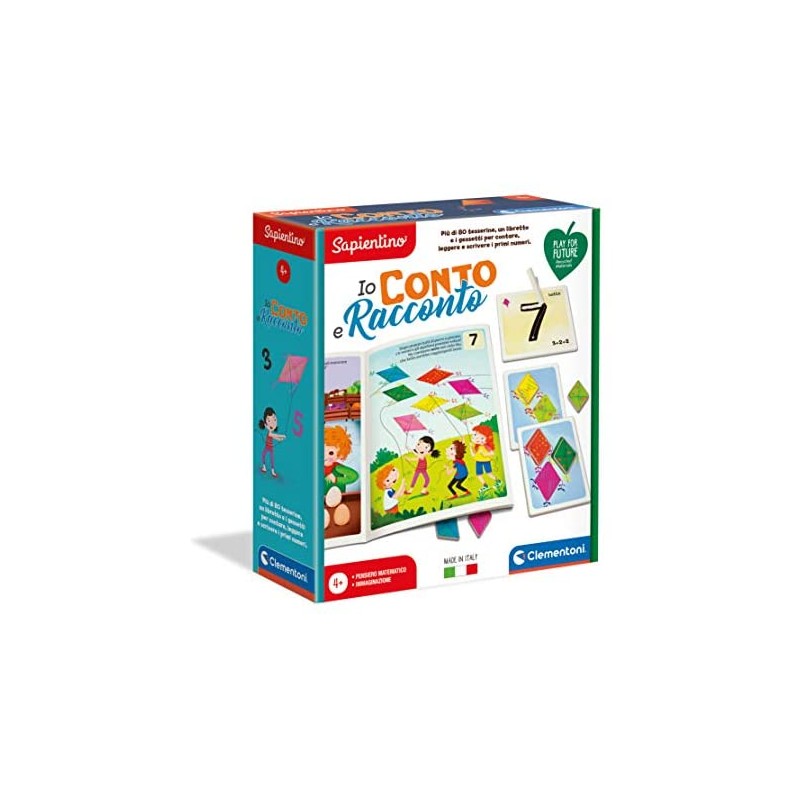 Clementoni- Sapientino-Io Conto e racconto, Gioco educativo in Materiale 100% Riciclato-Made in Italy-Play for Future, 4 Anni+, 